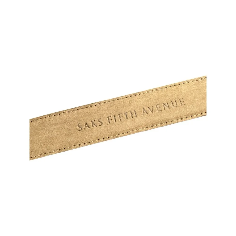 Saks Fifth Ave Brown Genuine Caiman Crocodile Mens Belt Size 34 NWOT